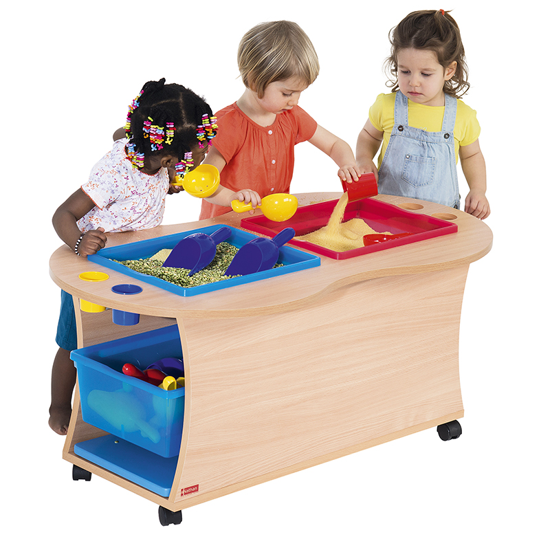 Table sensorielle avec 2 bacs , Table Montessori, Table d'activités, T