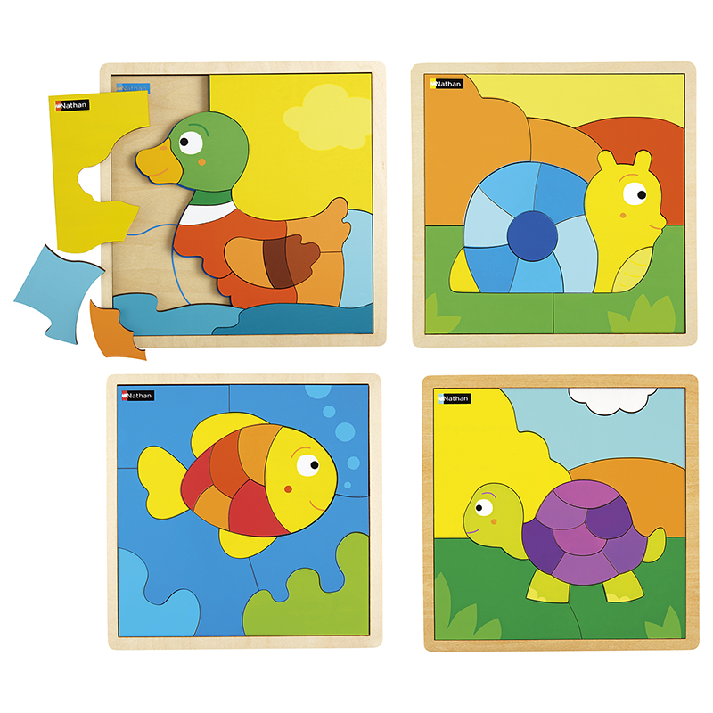 puzzle bois : animaux : Puzzles animaux en bois canard et son