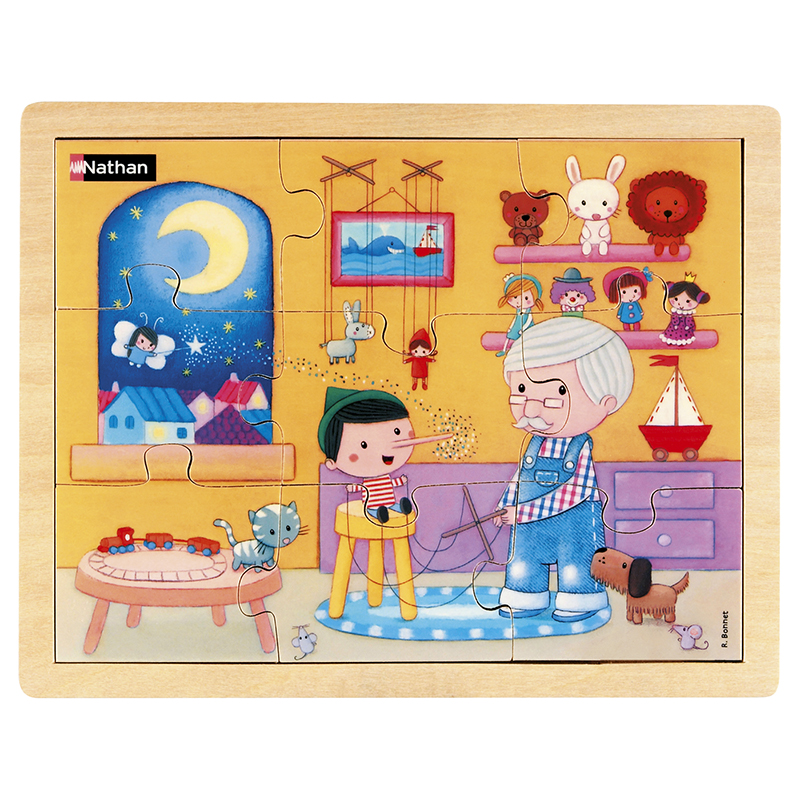 Puzzle bois 9 pièces - Pinocchio - Puzzles moins de 18 pièces