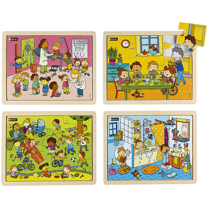 NAVESO Puzzle en Bois Enfant, 4 Pièces Puzzle Bois, Jeux Educatif