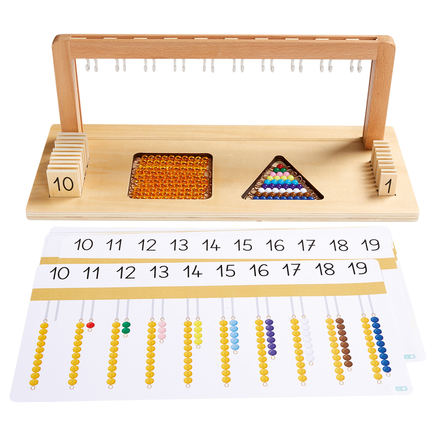 Porte-perles - Activités de 10 à 19 Montessori - Numération