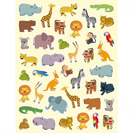 Gommettes illustrées animaux sauvages - Lot de 3 pochettes