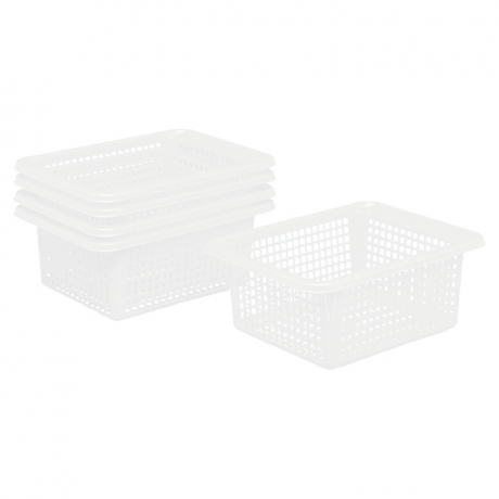 Paniers plastique blanc - Lot de 5