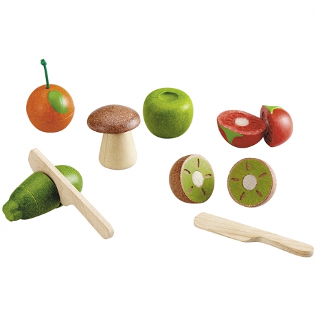 Fruits et légumes à découper en matière recyclée