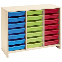 Meuble bas 21 bacs multicolores - Teinte Bouleau