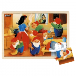 Puzzle bois 12 pièces - Blanche-Neige et les 7 nains