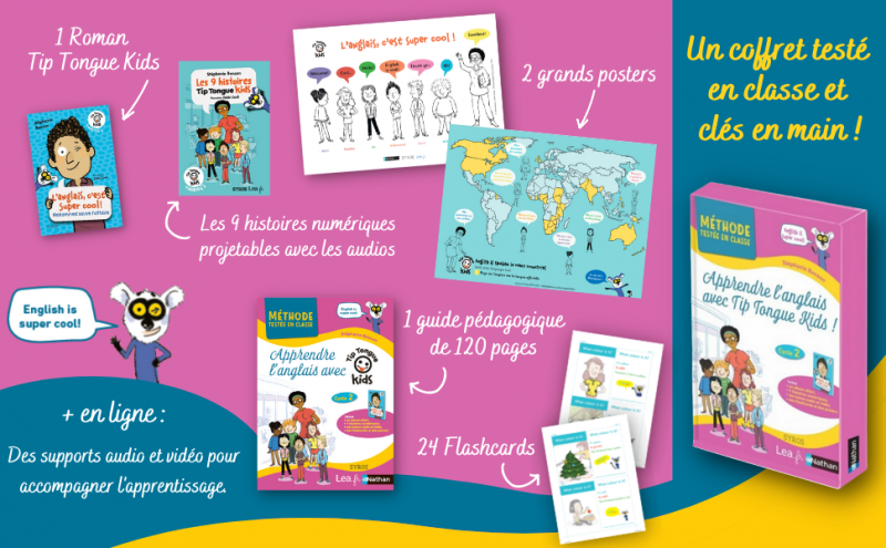 Apprendre l'anglais avec Tip Tongue Kids - Cycle 2 - coffret pédagogique  clés en main : guide, roman, flashcards, ressources numériques - Nouveauté  2022